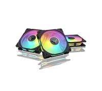 ASUS TUF Gaming TR120 Ventilateur ARGB - Noir - Lot de 3 ventilateurs haute performance de refroidissement extra épais de 28 mm, design exclusif à double couche avec 16 DEL RVB adressables,