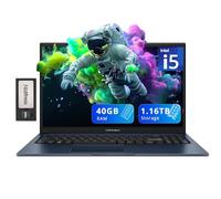 ASUS Vivobook 15 Ordinateur portable professionnel, écran FHD de 15,6", Intel i5-1235U, 40 Go de RAM, 1,16 To de stockage (SSD 1 To + station d'accueil de 160 Go), carte graphique Intel Iris Xe,