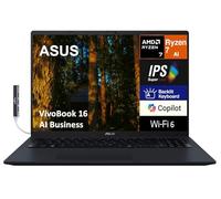 ASUS Vivobook 16 Copilot+ M1607KA Écran IPS WUXGA AMD Ryzen AI 7 350, 24 Go DDR5, 512 Go SSD, AMD Radeon 860M, KB rétroéclairé, WiFi 6, Webcam, Bluetooth 5.4, Win 11 Pro) avec concentrateur DKZ
