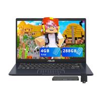 ASUS Vivobook Go Ordinateur portable FHD 14", Intel Celeron N4500, 4 Go de RAM DDR4, 288 Go de stockage (128 Go eMMC + station d'accueil 160 Go), carte graphique Intel UHD, pavé numérique, webcam