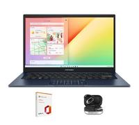ASUS Vivobook Ordinateur portable 14", FHD de 14", Intel Core 5 120U, 16 Go de RAM 512 Go SSD, pavé numérique Office 19 à vie et offre groupée, Windows 11 Pro, bleu silencieux