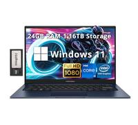 ASUS Vivobook Ordinateur portable 14" FHD IPS pour entreprises et étudiants, Intel i3-1215U, 24 Go de RAM, 1,16 To de stockage (SSD 1 To + station d'accueil 160 Go), carte graphique Intel UHD, caméra