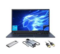 ASUS Vivobook Ordinateur portable, écran FHD antireflet de 17,3", 16 Go de RAM, 1 To + 128 Go SSD portable, Core i3-1215U (jusqu'à 4,4 GHz), WiFi 6E, webcam, clavier, ensemble de stockage externe 3 en