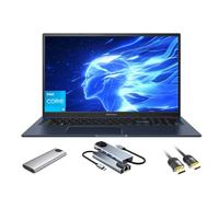 ASUS Vivobook Ordinateur portable, écran FHD antireflet de 17,3", 16 Go de RAM, 512 Go SSD + SSD portable 128 Go, Core i3-1215U (jusqu'à 4,4 GHz), WiFi 6E, webcam, clavier, ensemble de stockage
