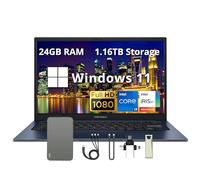 ASUS Vivobook Ordinateur portable FHD 14", RAM DDR4 24 Go, stockage de 1,16 To (SSD de 1 To et station d'accueil de 160 Go), Intel i3-1215U, carte graphique Intel Iris Xe, Windows 11, webcam 720p