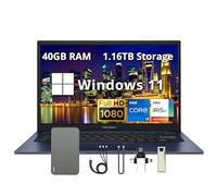 ASUS Vivobook Ordinateur portable FHD de 14", 40 Go de RAM DDR4, 1,16 To de stockage (SSD de 1 To et station d'accueil de 160 Go), Intel i3-1215U, carte graphique Intel Iris Xe, Windows 11, webcam