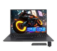 ASUS Vivobook Ordinateur portable WUXGA de 16", Intel Core i7-1355U, 16 Go de RAM, 1,5 To de stockage (512 Go SSD + station d'accueil 1 To), carte graphique Iris Xe, clavier rétroéclairé, pavé