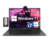 ASUS Vivobook Ordinateur portable WUXGA de 16", Intel i7-1355U, 24 Go de RAM, 1,28 To de stockage (SSD 1 To + station d'accueil de 288 Go), carte graphique Iris Xe, clavier numérique, webcam HD 720p