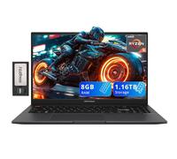 ASUS VivoBook S15 Ordinateur portable mince FHD 15,6", AMD Ryzen 5 5600H, 8 Go de RAM, 1,16 To de stockage (SSD 1 To + station d'accueil de 160 Go), carte graphique AMD Radeon, clavier rétroéclairé