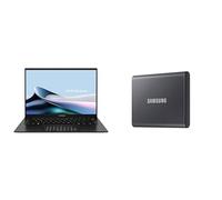 ASUS Zenbook 14 Pouces 1920x1200 60Hz OLED Pc Portable - Clavier AZERTY + Samsung SSD Externe T7 2 to, Gris Titane