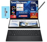 ASUS Zenbook Duo Ordinateur portable 2 en 1 alimenté par l'IA Écran tactile OLED 2,8 K (Intel Ultra 9-285H, 32 Go LPDDR5X, SSD PCIe 1 To, stylet actif, Win 11 Pro) avec MS 365 personnel, extension de