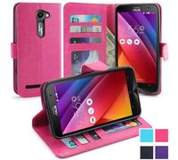 Asus Zenfone 2 Ze500cl Housse Coque Etui De Luxe Portefeuille Porte Carte Et Billet - Housse Luxe Rose