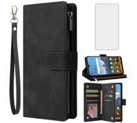 Asuwish Compatible avec AT&T Motivate Max U668AA/Cricket Ovation 3 U668AC Étui portefeuille en verre trempé et étui à rabat en cuir avec porte-cartes et support pour téléphone portable ATT femme homme
