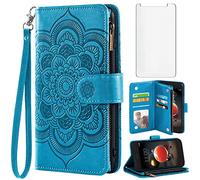 Asuwish Compatible avec LG Aristo 2 3 Plus/Rebel 4 LTE/Tribute Empire Dynasty/Zone 4/K8 Plus 2018 K8S/Fortune 2/Phonenix 4/Risio 3 Étui portefeuille pour Aristo3+ Astro 2+ 3+ K8+ 4G Bleu