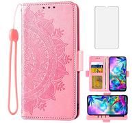 Asuwish Compatible avec LG G8X ThinQ V50S Thin Q Étui portefeuille et protecteur d'écran en verre trempé avec porte-cartes de crédit et dragonne, pour téléphone portable LGG8XThinQ GX8 8X Femmes Or rose