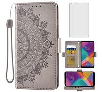Asuwish Compatible avec LG Stylo 5/5+/5V/5X/Stylo5 Plus - Étui portefeuille en verre trempé - Avec rabat et dragonne - Pour LG Stylo5 Stylus 5plus Style 05 Five lgstylo5case Sylo5 Gris