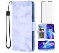 Asuwish Compatible avec LG V40 ThinQ - Protection d'écran en verre trempé - Emplacement pour cartes - Béquille - Rabat en marbre - Pour LGV40 Storm V 40 Thin Q V40ThinQ LG40 40 V 40ThinQ - Violet