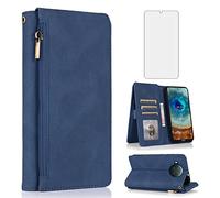 Asuwish Compatible avec Nokia X10X20 Étui portefeuille en verre trempé avec fermeture éclair et support pour cartes et accessoires pour téléphone portable Nokia X10 10X Nokia X20 5G pour femmes et