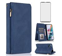Asuwish Compatible avec OPPO Find X3/X3 Pro 5G, étui portefeuille en verre trempé et fermeture éclair, étui à rabat en cuir, porte-cartes et accessoires cellulaires pour FindX3 3X X3Pro CPH2173 pour