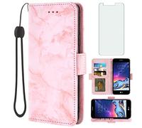 Asuwish Coque compatible avec LG K4 2017/K8 2017/Aristo/Risio 2/Phoenix 3 et film protecteur d'écran en verre trempé avec emplacement pour cartes et béquille pour LV35 LV1 Aristo 3 Rose