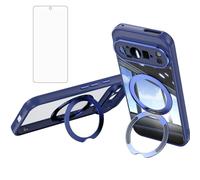Asuwish Coque de téléphone pour Google Pixel 9 Pro 5G avec coque de protection d'écran en verre trempé et anneau de support béquille de protection mobile hybride accessoires Pixel 9 Pixel9 9Pro Nine
