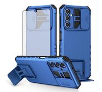 Asuwish Coque de téléphone pour Samsung Galaxy A14/M14 5G avec protection d'écran en verre trempé et coque de caméra coulissante, béquille et support, coque de protection fine, accessoires cellulaires mobiles A 14 4G 14A 14M G5 pour femme et homme Bleu