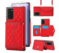 Asuwish Coque de téléphone pour Samsung Galaxy Note 20 5G - Étui portefeuille avec protection d'écran en verre trempé - Blocage RFID - Porte-cartes de crédit - Bandoulière - Note 20 Notes 20s Twenty