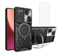 Asuwish Coque de téléphone pour Samsung Galaxy Note 20 5G Slide Camera Coque magnétique avec protecteur d'écran en verre trempé et anneau de support pour cellule hybride rigide, accessoires Note20