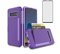 Asuwish Coque de téléphone pour Samsung Galaxy S10 avec protection d'écran en verre trempé et support pour cartes de crédit Slim Hybrid Slot Cell Accessoires Glaxay S 10 Edge Gaxaly 10S GS10 X10