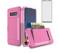 Asuwish Coque de téléphone pour Samsung Galaxy S10 Plus avec protection d'écran en verre trempé et porte-cartes de crédit Stand Slim Hybrid Cell Accessoires S10+ S10plus 10S Edge S 10 10plus Femmes