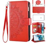 Asuwish Coque de téléphone pour Samsung Galaxy S20 Plus S20+ 5G - Étui portefeuille à rabat avec protecteur d'écran en verre trempé et porte-cartes fleur mandala - Cellule S20+5G S20plus 20S + S2O S