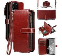 Asuwish Coque de téléphone pour Samsung Galaxy S20 Ultra 5G avec protecteur d'écran en verre trempé et lanière fermeture éclair, porte-cartes, support, cellule mobile S20ultra 20S S 20 A20 S2O 20ultra