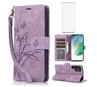 Asuwish Coque de téléphone pour Samsung Galaxy S22 Ultra 5G - Étui portefeuille avec protecteur d'écran en verre trempé - Dragonne - Porte-cartes de crédit - Support floral - Cellule S22ultra 22S S 22