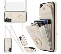 Asuwish Coque de téléphone pour Samsung Galaxy S23 FE 5G avec protecteur d'écran en verre trempé et dragonne à bandoulière, anneau de blocage RFID, porte-cartes de crédit, cellules S 23 EF S23FE 23S