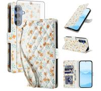 Asuwish Coque de téléphone pour Samsung Galaxy S25 FE 5G - Étui portefeuille à rabat avec protecteur d'écran en verre trempé - Porte-cartes - Fente pour cartes - Support - S 25 EF S25FE 25S - Pour