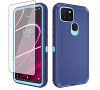 Asuwish Coque de téléphone pour T-Mobile Revvl 5G avec protection d'écran en verre trempé et coque cellulaire hybride robuste antichoc accessoires de protection Tmobile Revvl5G T Mobile TCL Revel G5 T790W Femme Homme Bleu