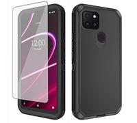 Asuwish Coque de téléphone pour T-Mobile Revvl 5G avec protection d'écran en verre trempé et coque cellulaire hybride robuste résistant aux chocs accessoires de protection Tmobile Revvl5G T Mobile TCL Revel G5 T790W Femme Homme Noir
