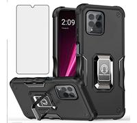 Asuwish Coque de téléphone pour T-Mobile Revvl 6 Pro 5G 2022 avec protection d'écran et anneau de support de support rigide hybride robuste Tmobile Revel Tmo Revell T Mobile Rebel 6pro TCL TMAF035G pour homme et femme Noir