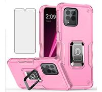 Asuwish Coque de téléphone pour T-Mobile Revvl 6 Pro 5G 2022 avec protection d'écran et anneau de support de support rigide hybride robuste Tmobile Revel Tmo Revell T Mobile Rebel 6pro TCL TMAF035G pour homme et femme, rose