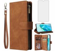 Asuwish Coque pour Honor Magic 5 Lite 5G/X9A/X40 Portefeuille avec Verre Trempé et Porte Carte Chaine PU Cuir à Clapet Étui Housse Support Magic5 5Lite Protection Téléphone Case Femme Homme Marron