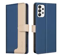 Asuwish Coque pour Samsung Galaxy A33 5G Portefeuille avec Verre Trempé et Porte Carte PU Cuir à Clapet RFID Étui Housse Support A 33 4G 33A S33 G5 Vitre Protection Téléphone Case Femme Homme Bleu