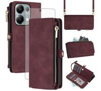 Asuwish Étui de protection pour téléphone portable Redmi Note 13 Pro 4G/Poco M6 Pro 4G, avec bande et film de protection d'écran - Compartiment pour cartes RFID - Pliable - En cuir - Motif fleurs -