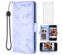 Asuwish Étui de téléphone pour Cloud Mobile Stratus C5/C5 Elite avec protecteur d'écran en verre trempé et étui portefeuille en marbre, porte-cartes à rabat, support en cuir, béquille et accessoires cellulaires C_5 pour femmes et hommes, violet