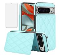 Asuwish Étui de téléphone pour Google Pixel 9 Pro XL avec protecteur d'écran en verre trempé et porte-cartes de crédit RFID à rabat support robuste Accessoires cellulaires Pixel9 9Pro 9ProXL Nine