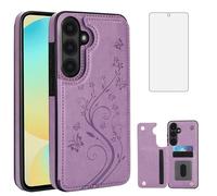 Asuwish Étui de téléphone pour Samsung Galaxy S24 FE 5G avec protecteur d'écran en verre trempé et porte-cartes - Étui portefeuille à rabat en cuir - Accessoires pour téléphone portable S 24 EF S24FE