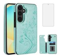 Asuwish Étui de téléphone pour Samsung Galaxy S24 FE 5G avec protecteur d'écran en verre trempé et porte-cartes - Étui portefeuille à rabat en cuir - Accessoires pour téléphone portable S 24 EF S24FE