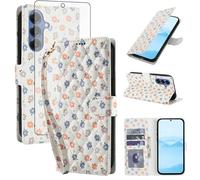 Asuwish Étui de téléphone pour Samsung Galaxy S25 FE 5G - Étui portefeuille à rabat avec protecteur d'écran en verre trempé - Porte-cartes - Fente pour cartes - Béquille S 25 EF S25FE 25S - Femmes et