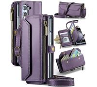 Asuwish Étui de téléphone pour Samsung Galaxy Z Fold 5 5G 2023 - Étui portefeuille à fermeture éclair avec stylet S et rabat en cuir - Blocage RFID - Porte-cartes de crédit - Accessoires cellulaires