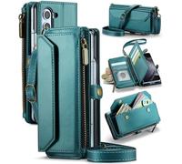 Asuwish Étui de téléphone pour Samsung Galaxy Z Fold 6 5G 2024 - Étui portefeuille à fermeture éclair avec stylet S et rabat en cuir - Blocage RFID - Porte-cartes de crédit - Accessoires cellulaires