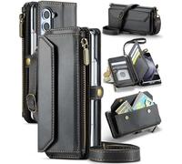 Asuwish Étui de téléphone pour Samsung Galaxy Z Fold 6 5G 2024 - Étui portefeuille à fermeture éclair avec stylet S et rabat en cuir - Blocage RFID - Porte-cartes de crédit - Accessoires cellulaires